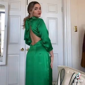 Green open back dress- brand new